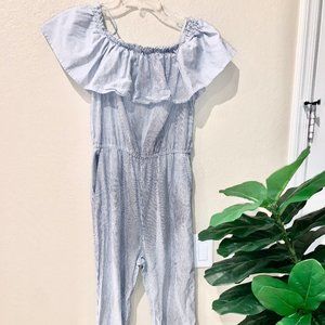 H&M cropped striped off shoulder jumpsuit, Size 6